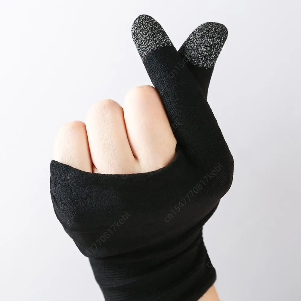1 Pair Finger Sleeve Sweatproof Breathable Sensitive Gaming Touch Screen Fingertips Cover Thumb Gloves for PUBG Mobile Game