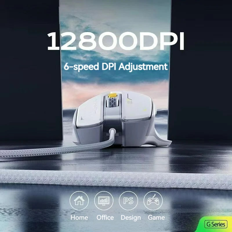 Inphic Pg1 Wired Mouse Gaming Mouse RGB Light Emitting Macro Programming 12800DPI 6 Keys Computer Mouse 1000hz Polling Rate