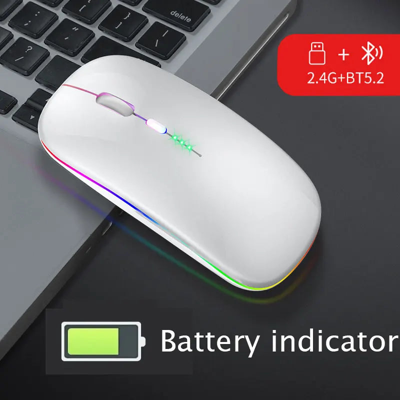 Bluetooth 5.0 Wireless With USB Rechargeable RGB Mouse BT5.2 For Laptop Computer PC Macbook Gaming Mouse 2.4GHz 1600DPI