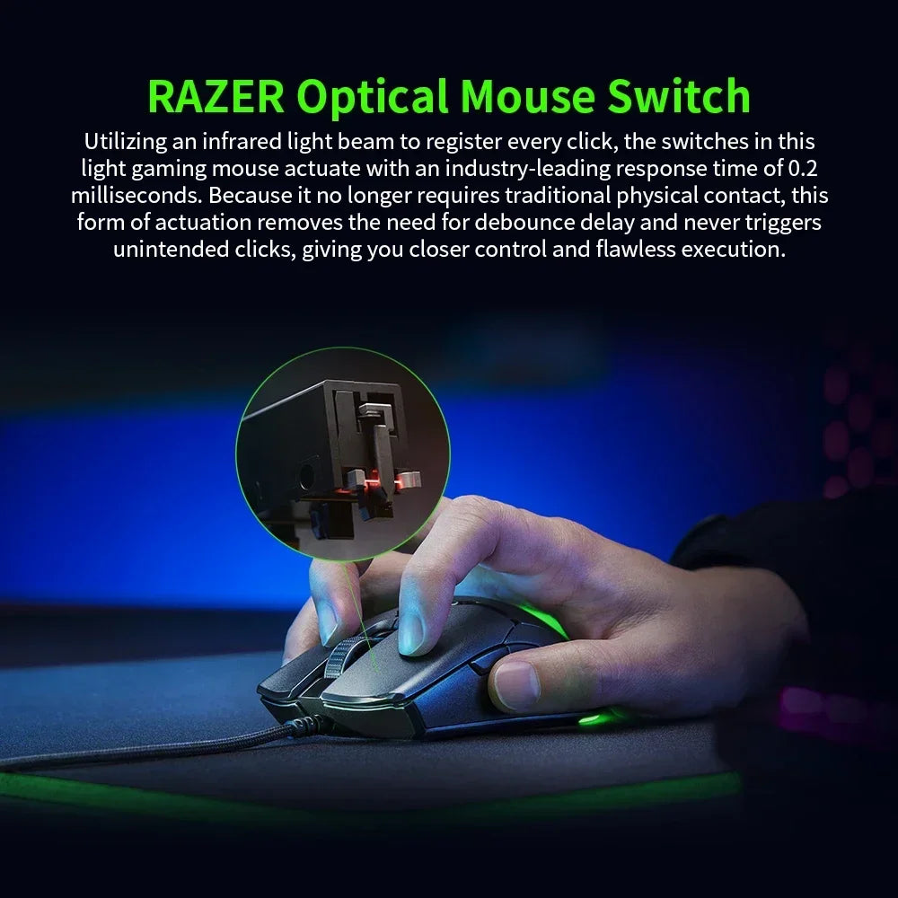 RAZER Venomous Mini Cable Gaming Competitive Mouse Special Edition 8500DPI Optical Sensor Light Cable Computer Periphera