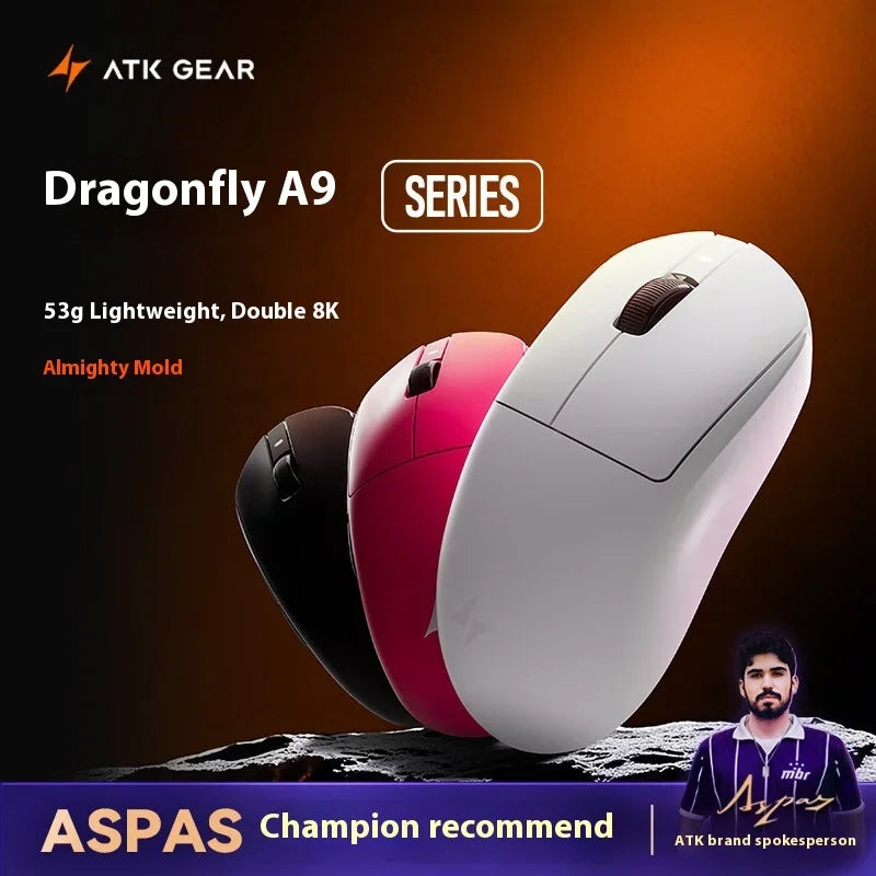 ATK Dragonfly A9 Ultra Mouse Paw3950 2 Modes Wireless Mouse 8000Hz Lightweight Gaming Mice PC Accessories For FPS Gamer Custom