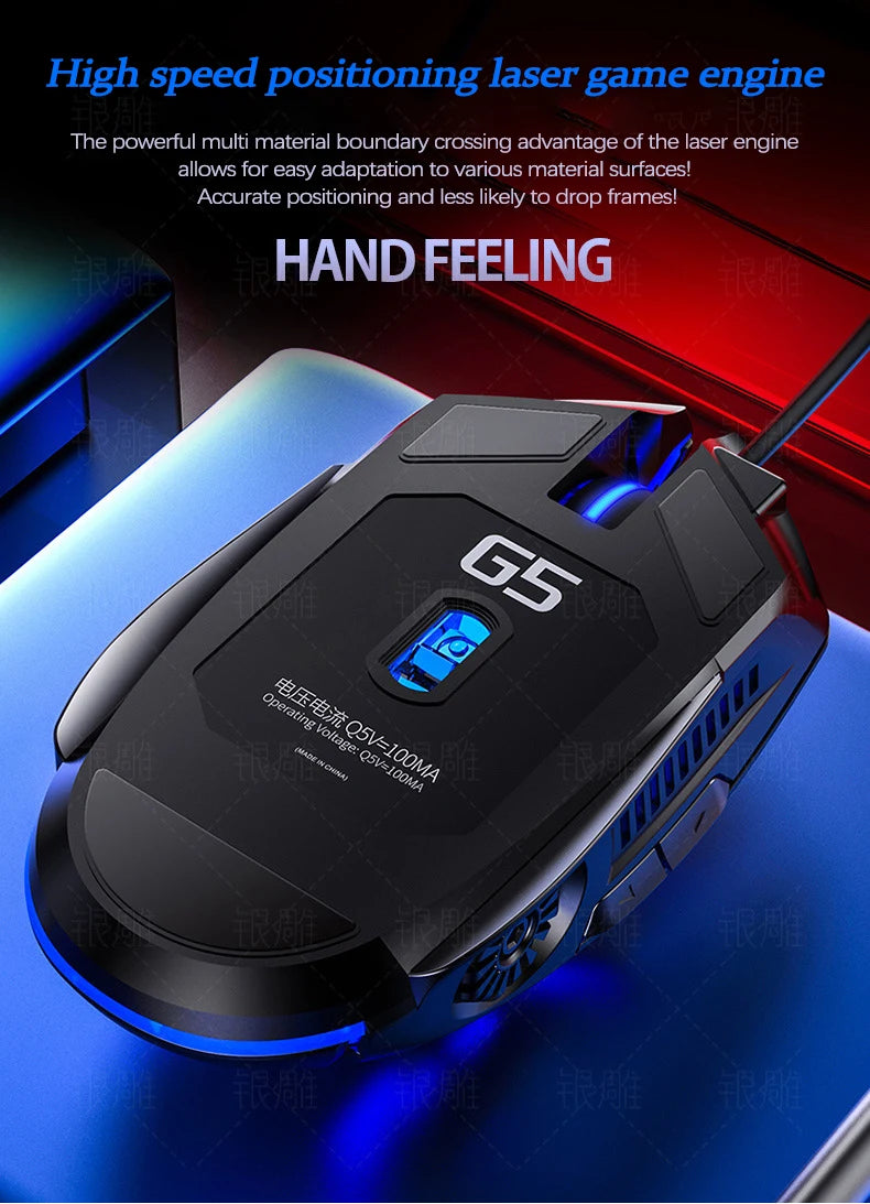 UTHAI G5 Six key 3200PDI wired illuminated gaming mouse, e-sports mechanical mute computer accessories