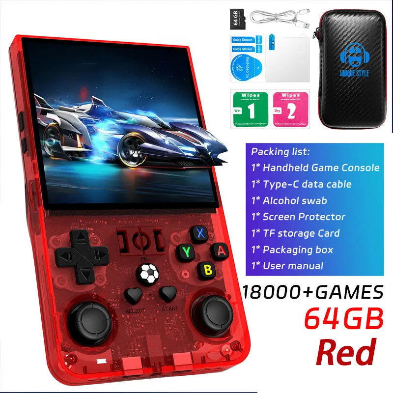 Open Source R36MAX Retro Handheld Game Console 64/128GB 4.0 Inch IPS Screen RK3326 Chip Portable Video Game Player Console Gift