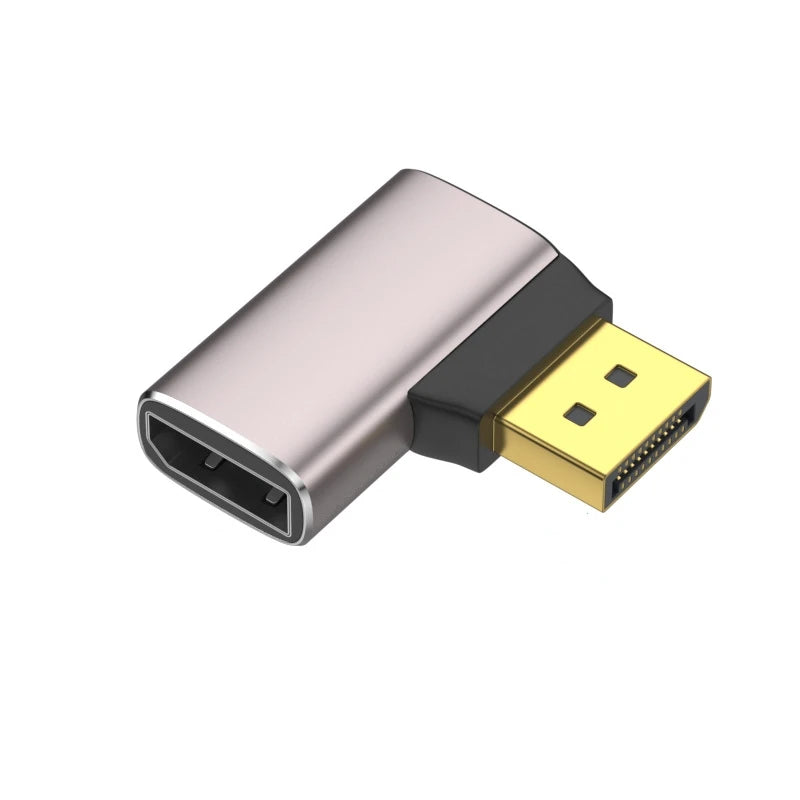 90 Degree DisplayPort1.4 Adapter Support 8K@60Hz 4K@144Hz HDR Video Alloy Shell DP Cable Extender for Desktop Computer Monitor