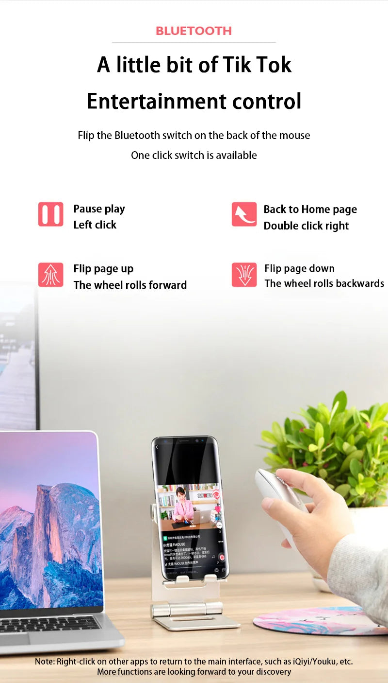 Xiaomi Dual Mode Mouse Wireless Bluetooth 1600 DPI Adjustable Rechargeable USB Mute Desktop Key Fashional Office Learning Mouses