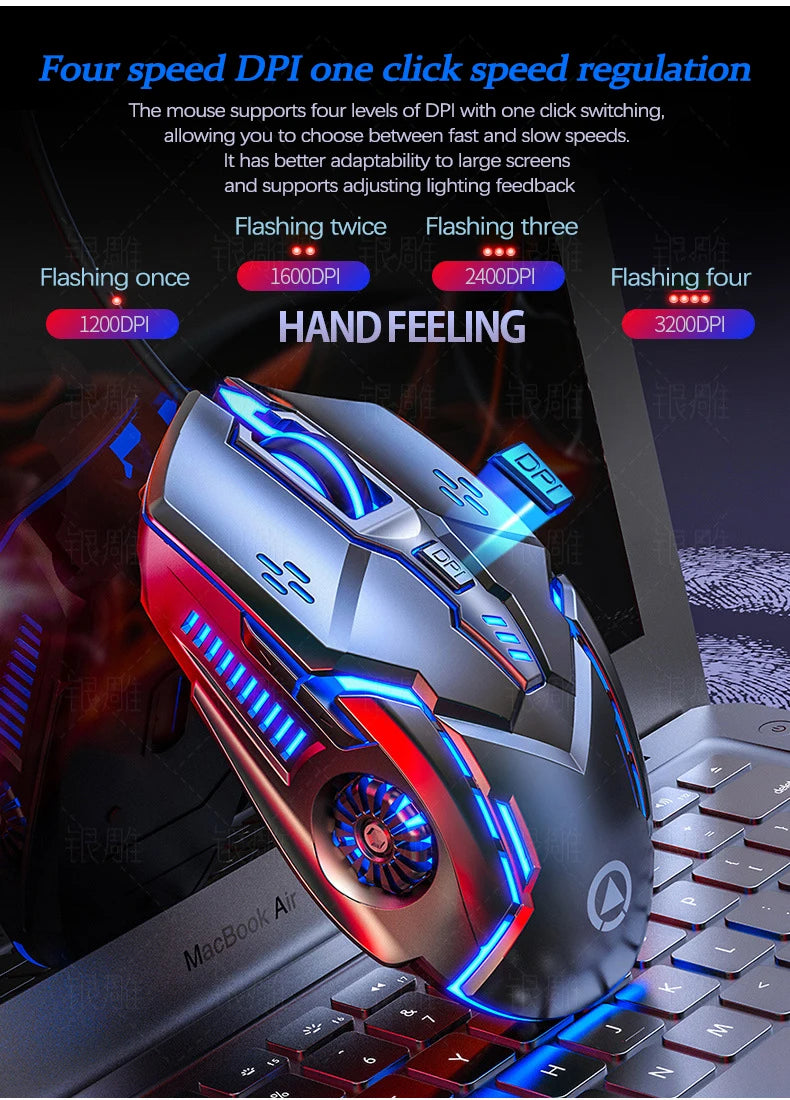 UTHAI G5 Six key 3200PDI wired illuminated gaming mouse, e-sports mechanical mute computer accessories