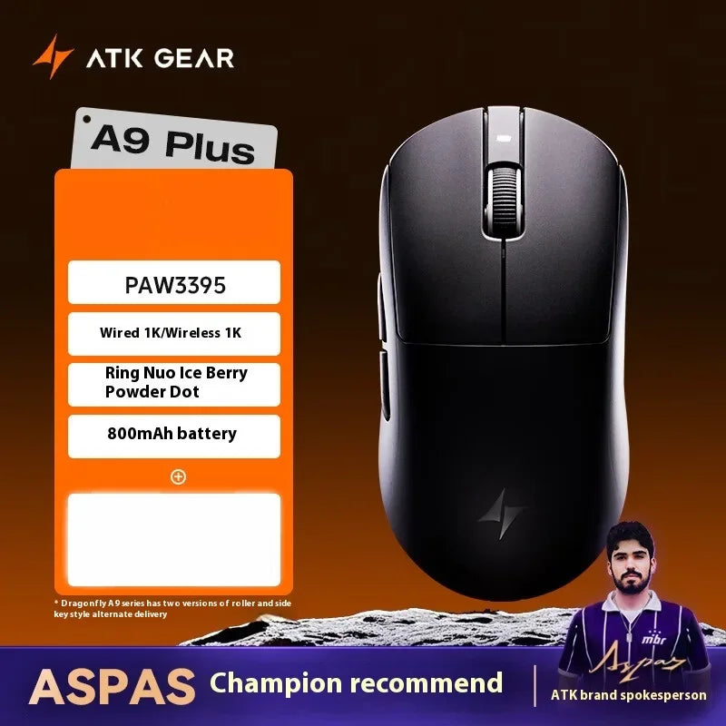 ATK Dragonfly A9 Ultra Mouse Paw3950 2 Modes Wireless Mouse 8000Hz Lightweight Gaming Mice PC Accessories For FPS Gamer Custom