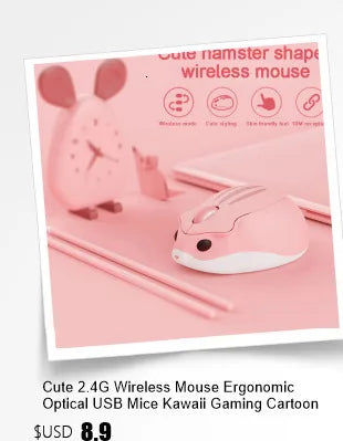 New Cute 2.4G Wireless Mouse Ergonomic Optical USB Mice Kawaii Cartoon Hamster Mouse For PC Laptop Tablet Computer Kids Gift