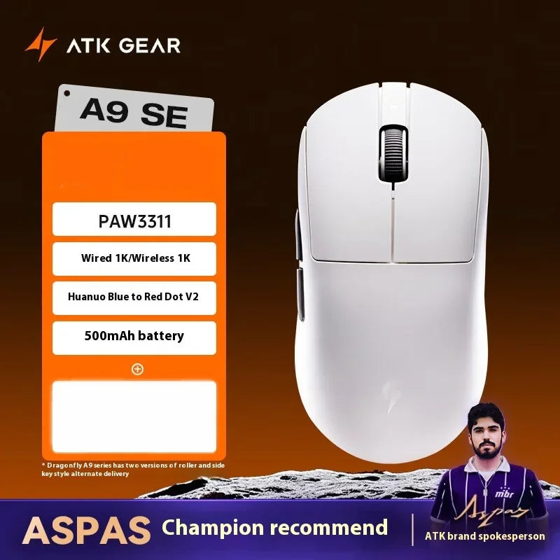 ATK Dragonfly A9 Ultra Mouse Paw3950 2 Modes Wireless Mouse 8000Hz Lightweight Gaming Mice PC Accessories For FPS Gamer Custom