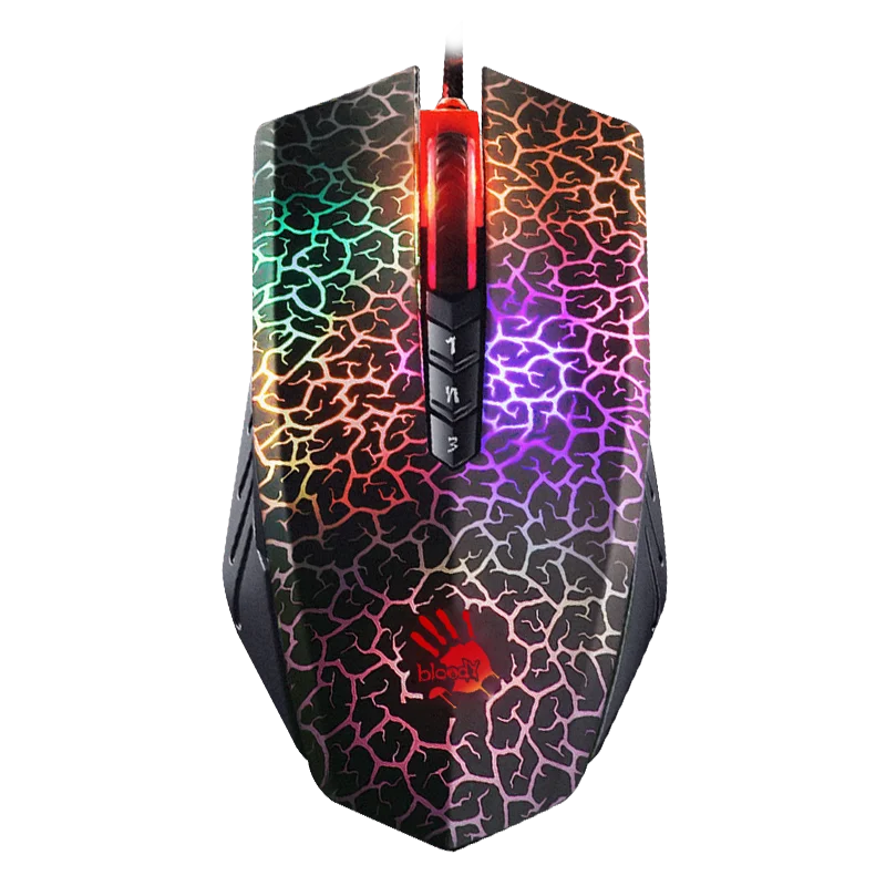 A70 Bloody Light Strike Black Gaming Mouse, 100-6200 CPI Adjustable, 6 Sniper Modes, Durable X Glide Metal Armor Boot