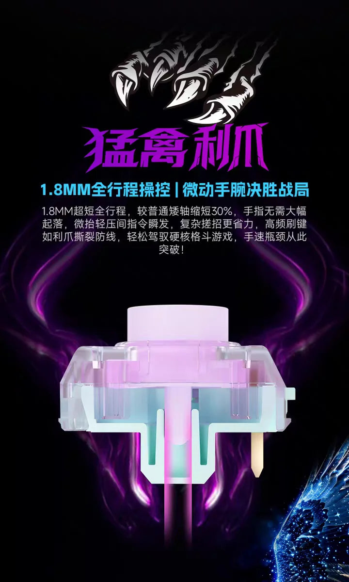 Kailh Saker Mini Low-Profile Switch 3Pin 37g Ultra-Short Total Travel Quick Acuation Mechanical Keyboard Raptor Esports Switch
