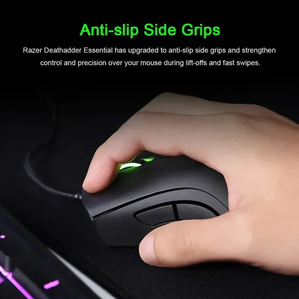 Razer DeathAdder Essential Wired Gaming Mouse Mice 6400DPI Optical Sensor 5 Independently Buttons for PC Gamer Black White