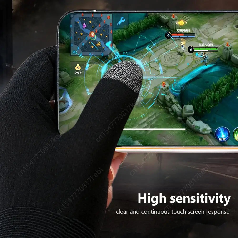 1 Pair Finger Sleeve Sweatproof Breathable Sensitive Gaming Touch Screen Fingertips Cover Thumb Gloves for PUBG Mobile Game