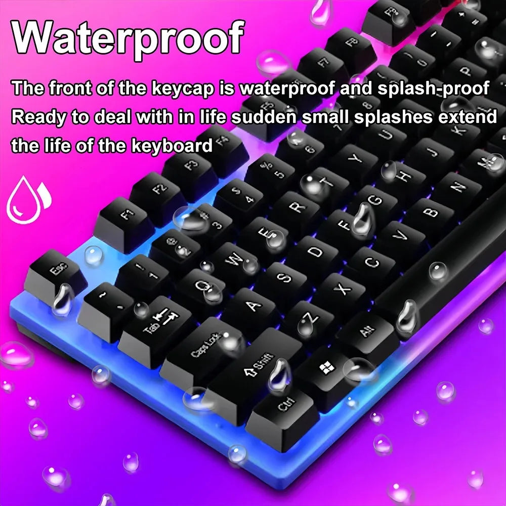 Wired Keyboard And Mouse Set USB Luminous Mechanical Keyboard Mice Set 104key Gaming Keyboard For PC Laptop Computer Game Office