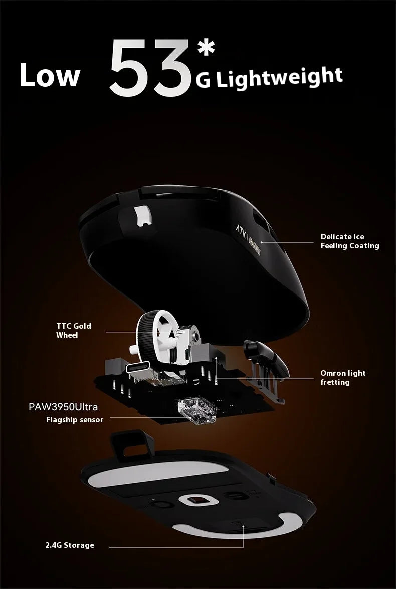 ATK Dragonfly A9 Ultra Mouse Paw3950 2 Modes Wireless Mouse 8000Hz Lightweight Gaming Mice PC Accessories For FPS Gamer Custom