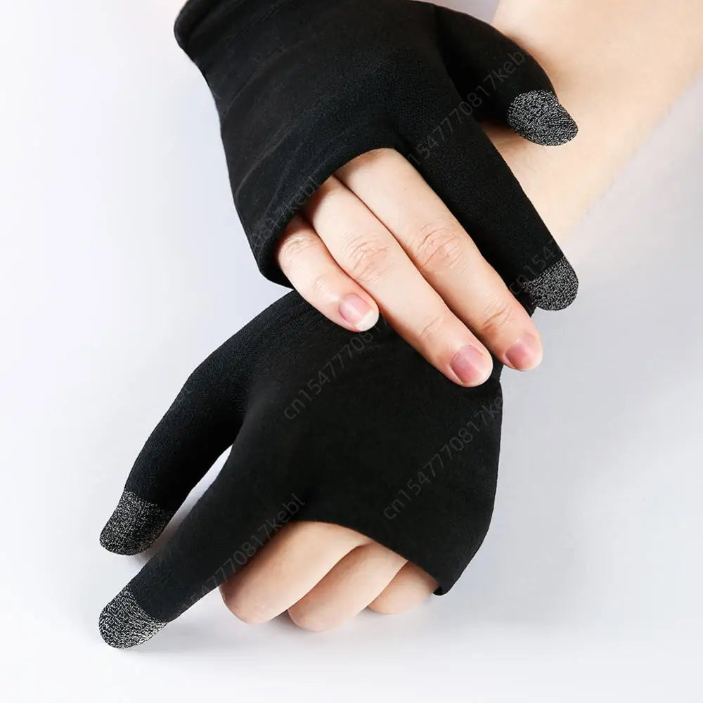 1 Pair Finger Sleeve Sweatproof Breathable Sensitive Gaming Touch Screen Fingertips Cover Thumb Gloves for PUBG Mobile Game