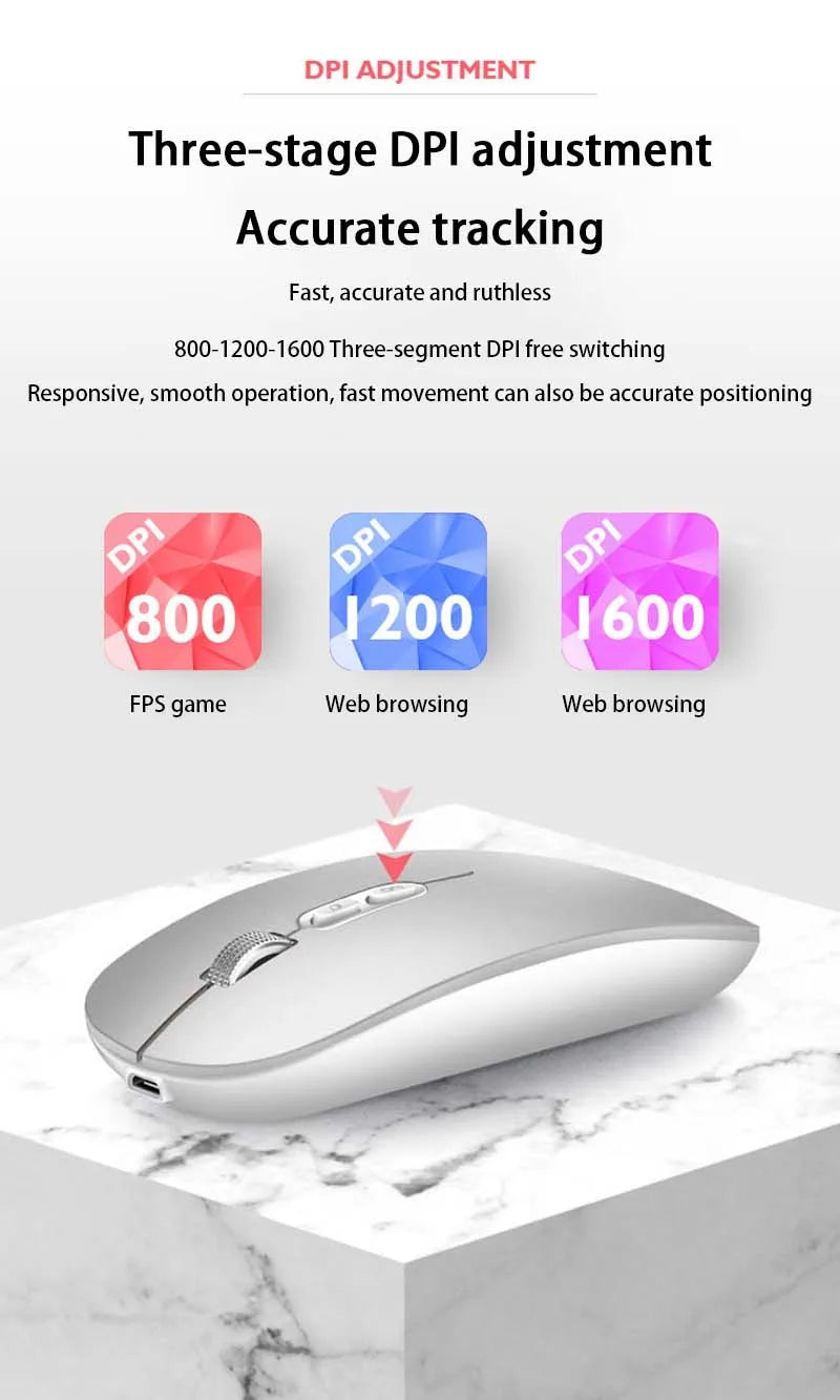 Xiaomi Dual Mode Mouse Wireless Bluetooth 1600 DPI Adjustable Rechargeable USB Mute Desktop Key Fashional Office Learning Mouses