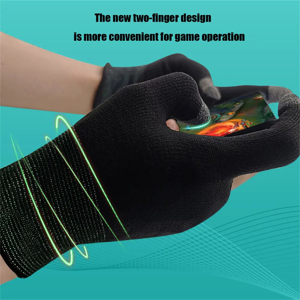 1 Pair 2-finger Gaming Gloves Breathable Anti-sweat For Pubg Gaming Eat Chicken Touch-screen Fingertips Games Accessories
