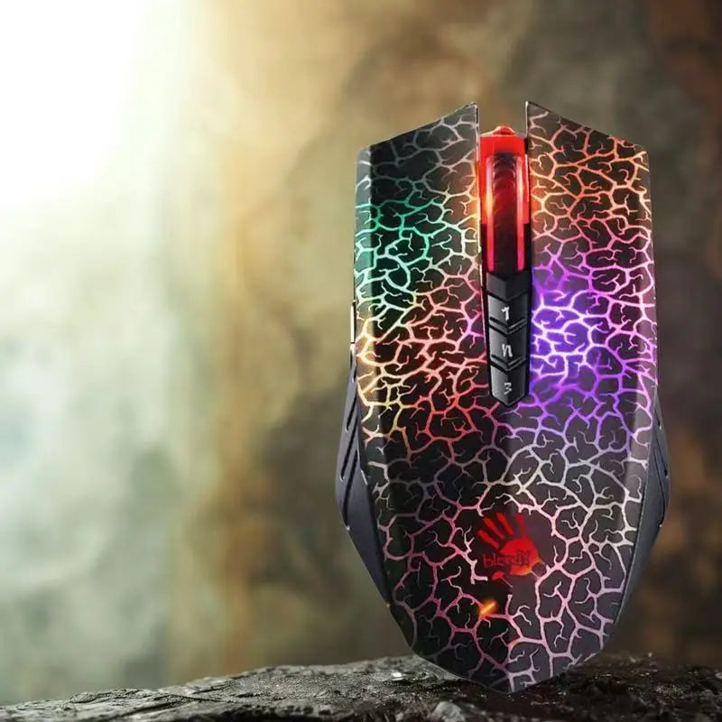 A70 Bloody Light Strike Black Gaming Mouse, 100-6200 CPI Adjustable, 6 Sniper Modes, Durable X Glide Metal Armor Boot