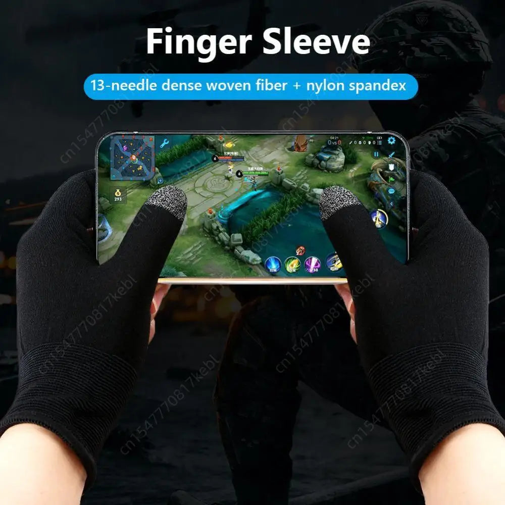 1 Pair Finger Sleeve Sweatproof Breathable Sensitive Gaming Touch Screen Fingertips Cover Thumb Gloves for PUBG Mobile Game