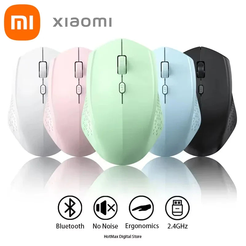 Xiaomi Wireless Mute Mouse Bluetooth 1600 Dpi 2.4Ghz Ergonomics Dual Model Type-C Rechargeable Mini Mouses For Pc Android Ios