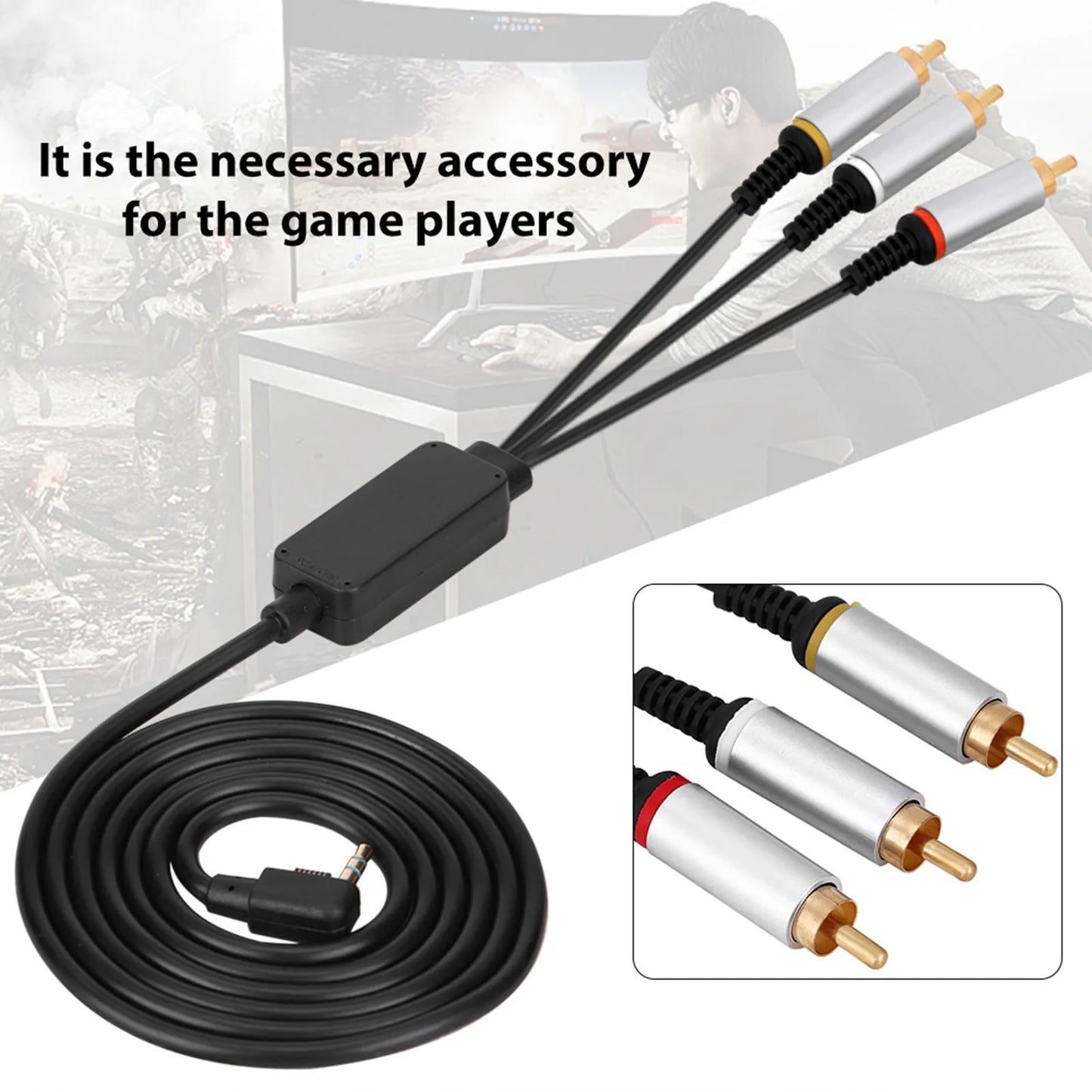 1.5M Component ABS TV Lead Cord AV Cable Audio Video Cord for Sony PSP2000 3000 Game AV Wire Console Components