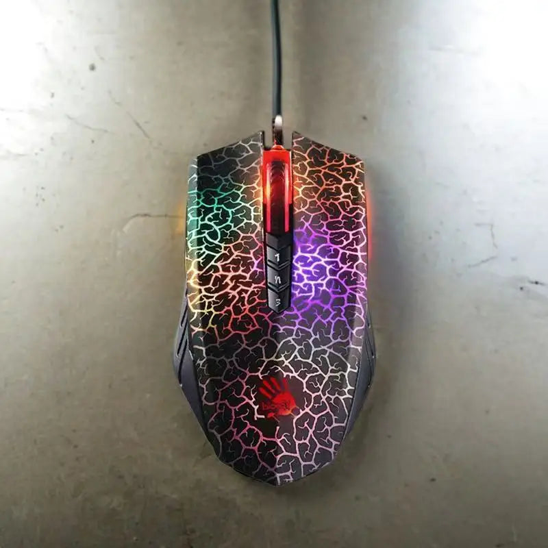 A70 Bloody Light Strike Black Gaming Mouse, 100-6200 CPI Adjustable, 6 Sniper Modes, Durable X Glide Metal Armor Boot