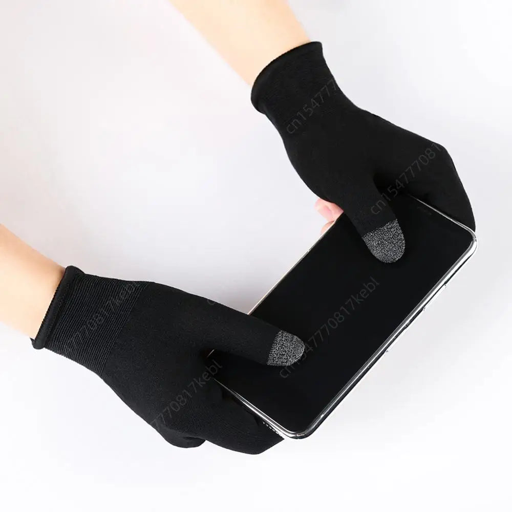 1 Pair Finger Sleeve Sweatproof Breathable Sensitive Gaming Touch Screen Fingertips Cover Thumb Gloves for PUBG Mobile Game