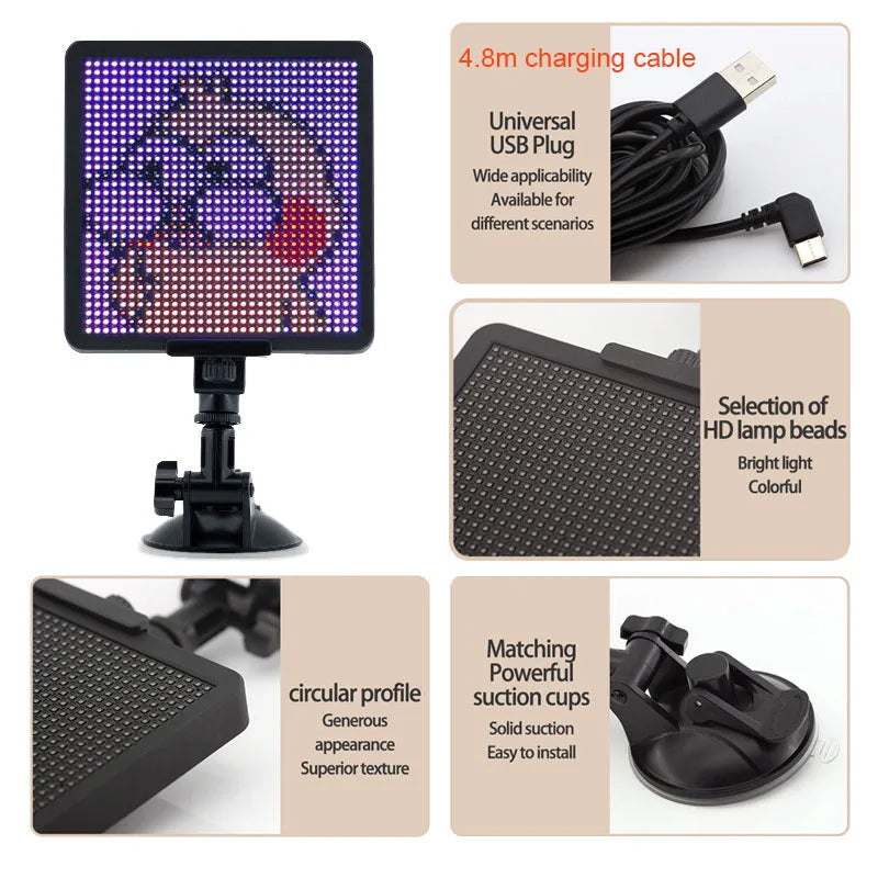 LED Pixel Display 32x32 RGB LED Matrix Panel Programmable Pixel Art Display with Bluetooth APP Control Creative Pixel Screen
