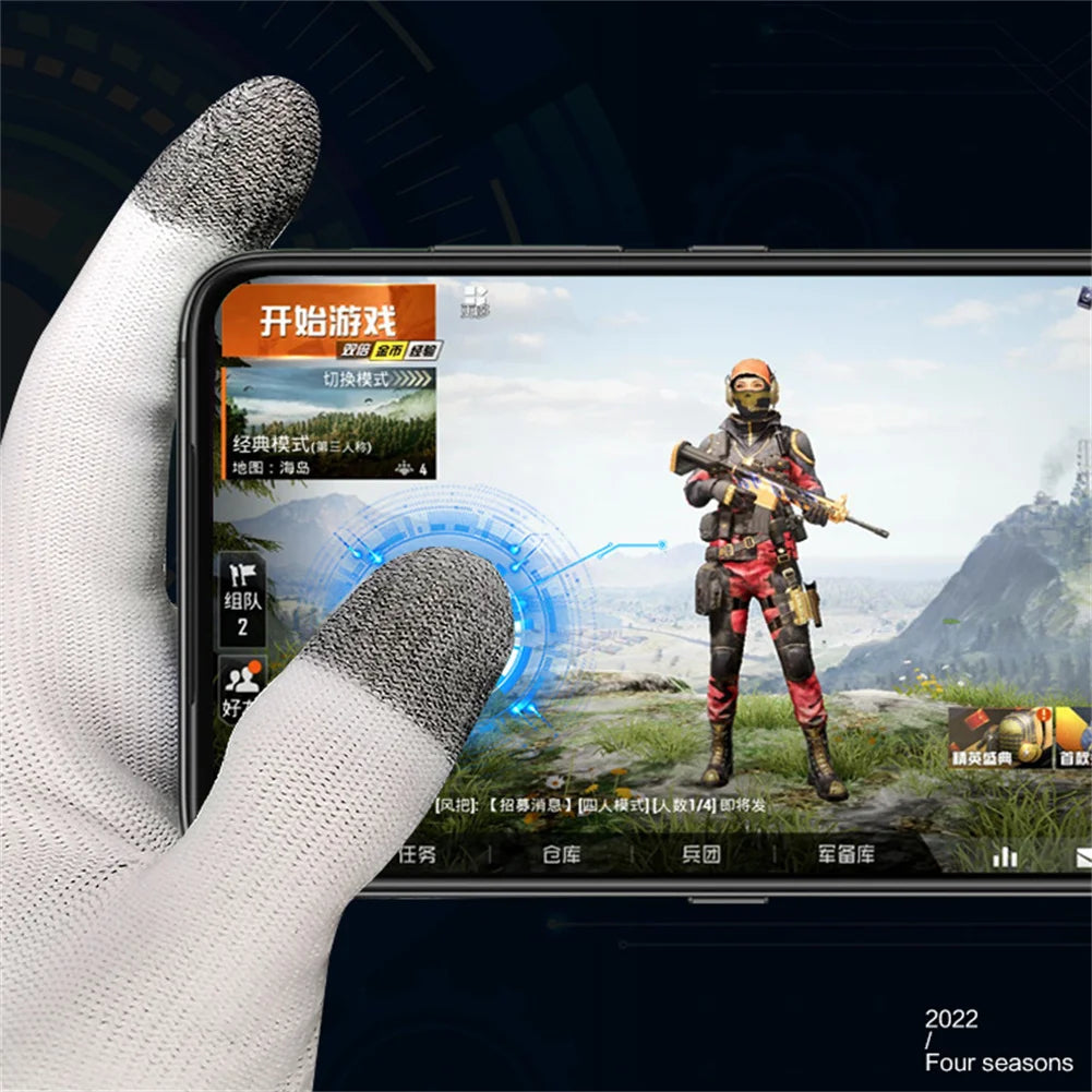 1 Pair 2-finger Gaming Gloves Breathable Anti-sweat For Pubg Gaming Eat Chicken Touch-screen Fingertips Games Accessories