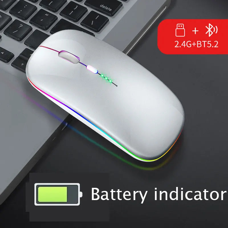 Bluetooth 5.0 Wireless With USB Rechargeable RGB Mouse BT5.2 For Laptop Computer PC Macbook Gaming Mouse 2.4GHz 1600DPI