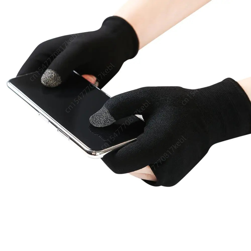 1 Pair Finger Sleeve Sweatproof Breathable Sensitive Gaming Touch Screen Fingertips Cover Thumb Gloves for PUBG Mobile Game