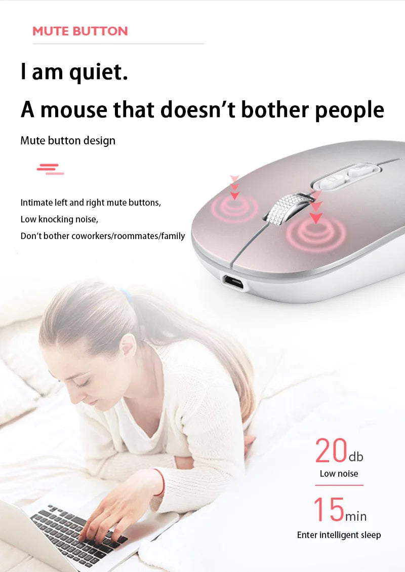 Xiaomi Dual Mode Mouse Wireless Bluetooth 1600 DPI Adjustable Rechargeable USB Mute Desktop Key Fashional Office Learning Mouses