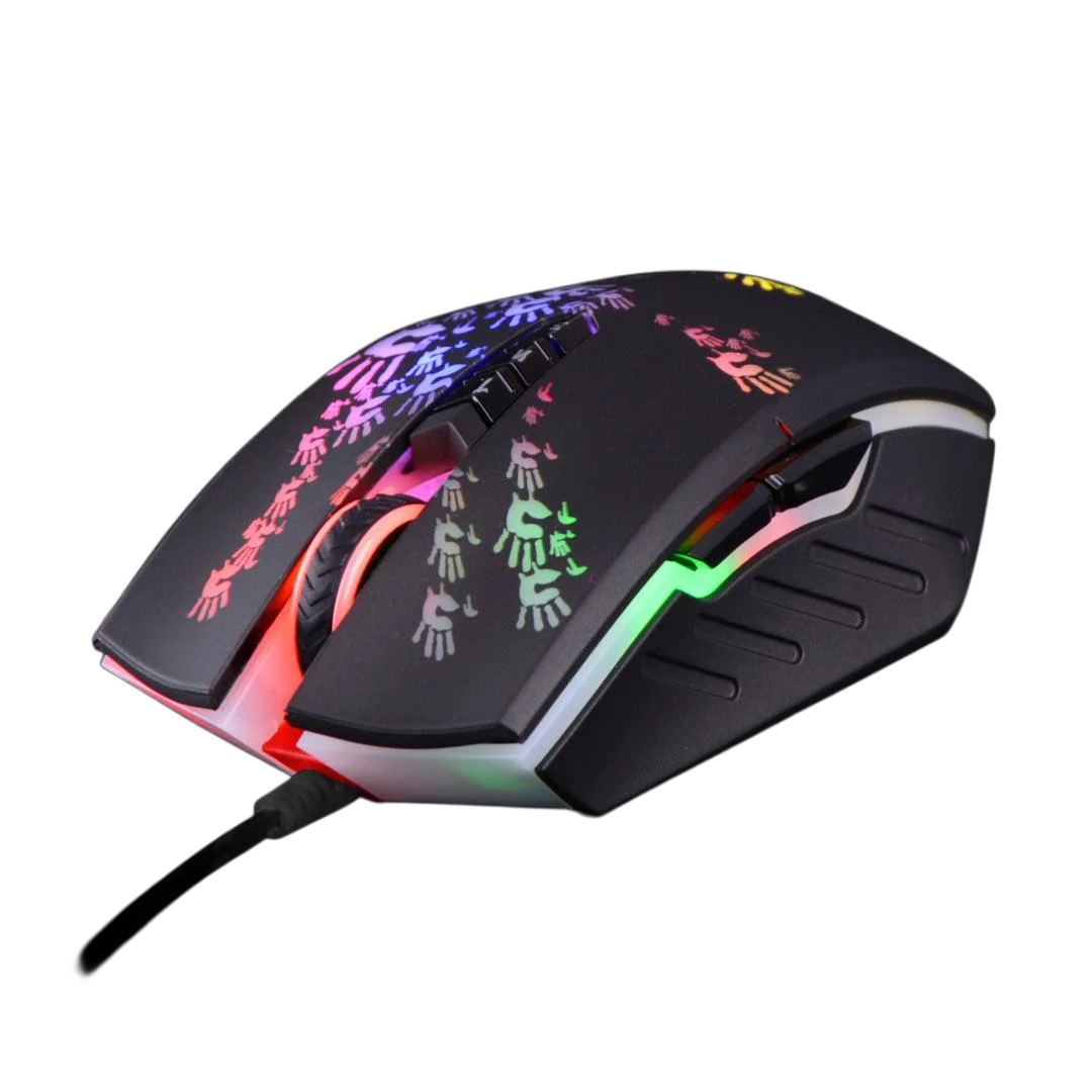 A4Tech Bloody A60 Gaming Mouse - RGB Neon LED, 6200 CPI, 8 Macro Keys, X'Glide Metal Boot, 1000 Hz Adjustable,0.2 ms Response