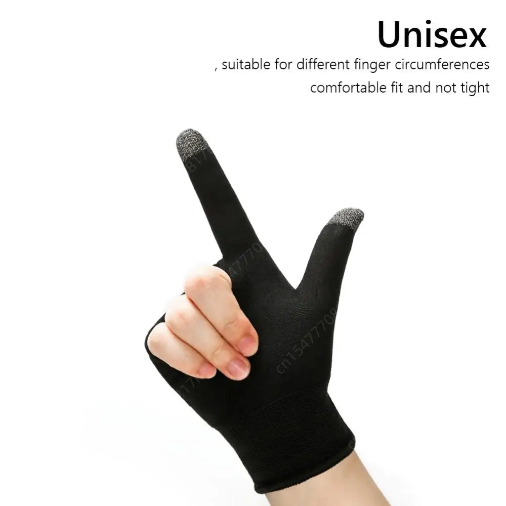 1 Pair Finger Sleeve Sweatproof Breathable Sensitive Gaming Touch Screen Fingertips Cover Thumb Gloves for PUBG Mobile Game