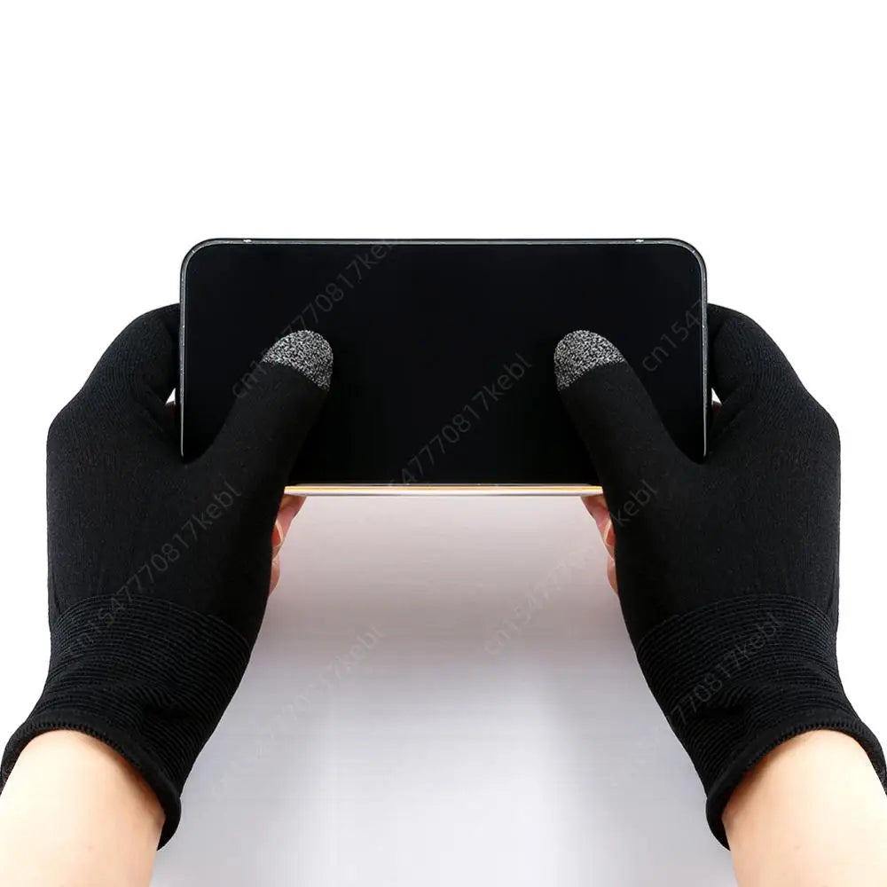 1 Pair Finger Sleeve Sweatproof Breathable Sensitive Gaming Touch Screen Fingertips Cover Thumb Gloves for PUBG Mobile Game