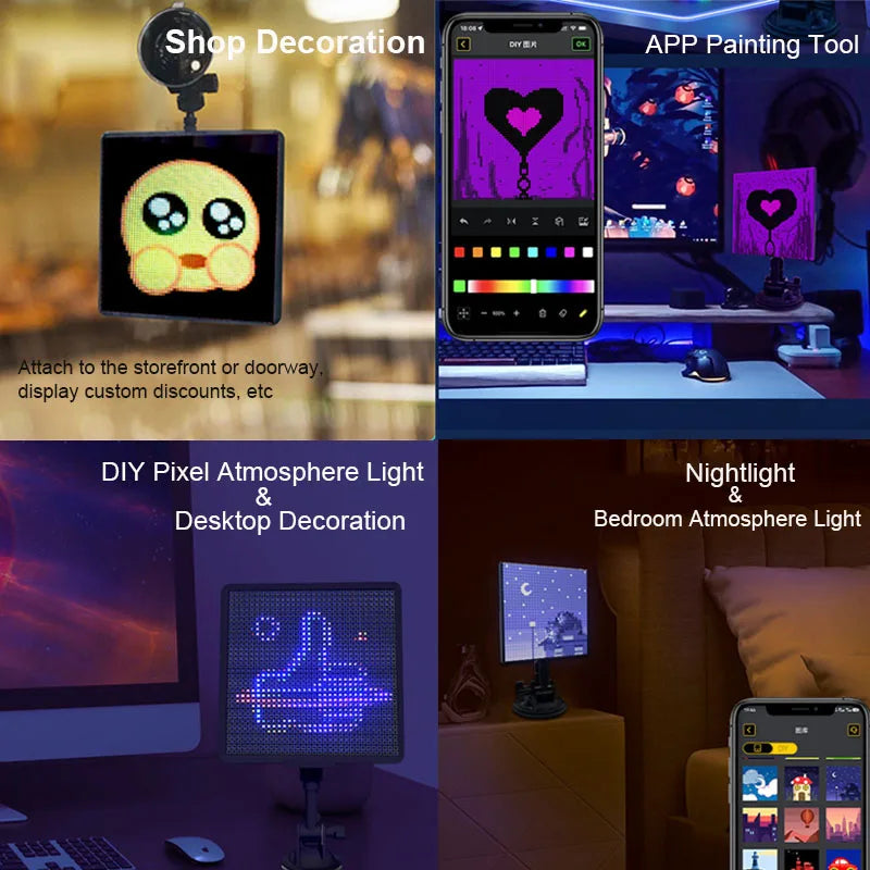 LED Pixel Display 32x32 RGB LED Matrix Panel Programmable Pixel Art Display with Bluetooth APP Control Creative Pixel Screen