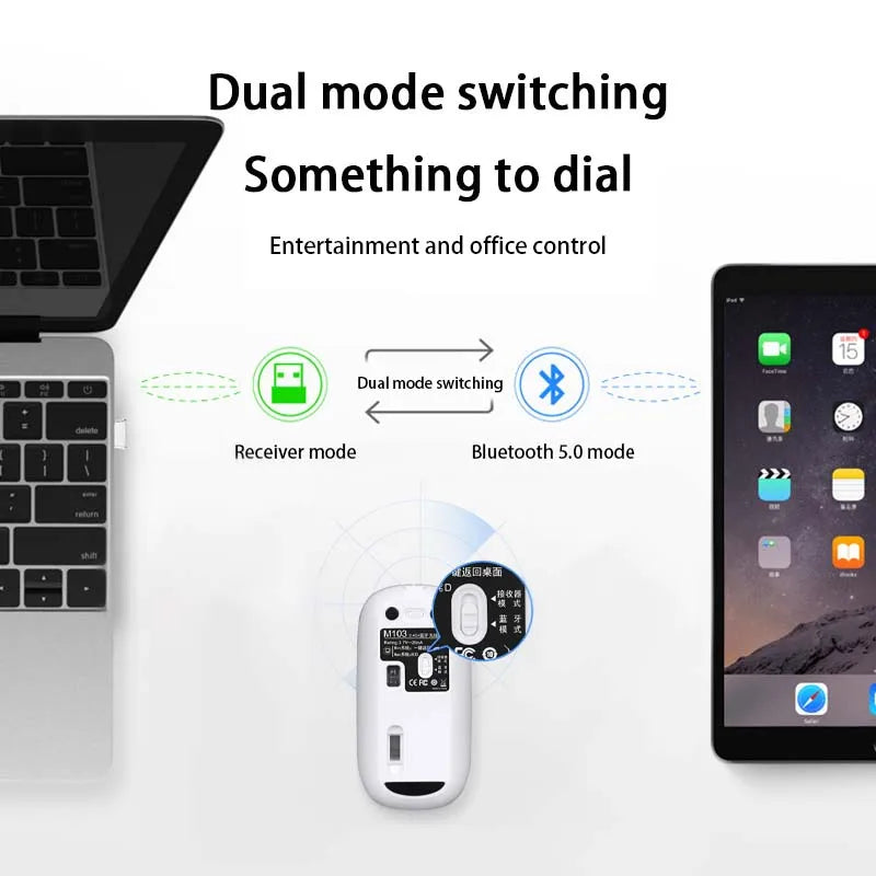 Xiaomi Dual Mode Mouse Wireless Bluetooth 1600 DPI Adjustable Rechargeable USB Mute Desktop Key Fashional Office Learning Mouses