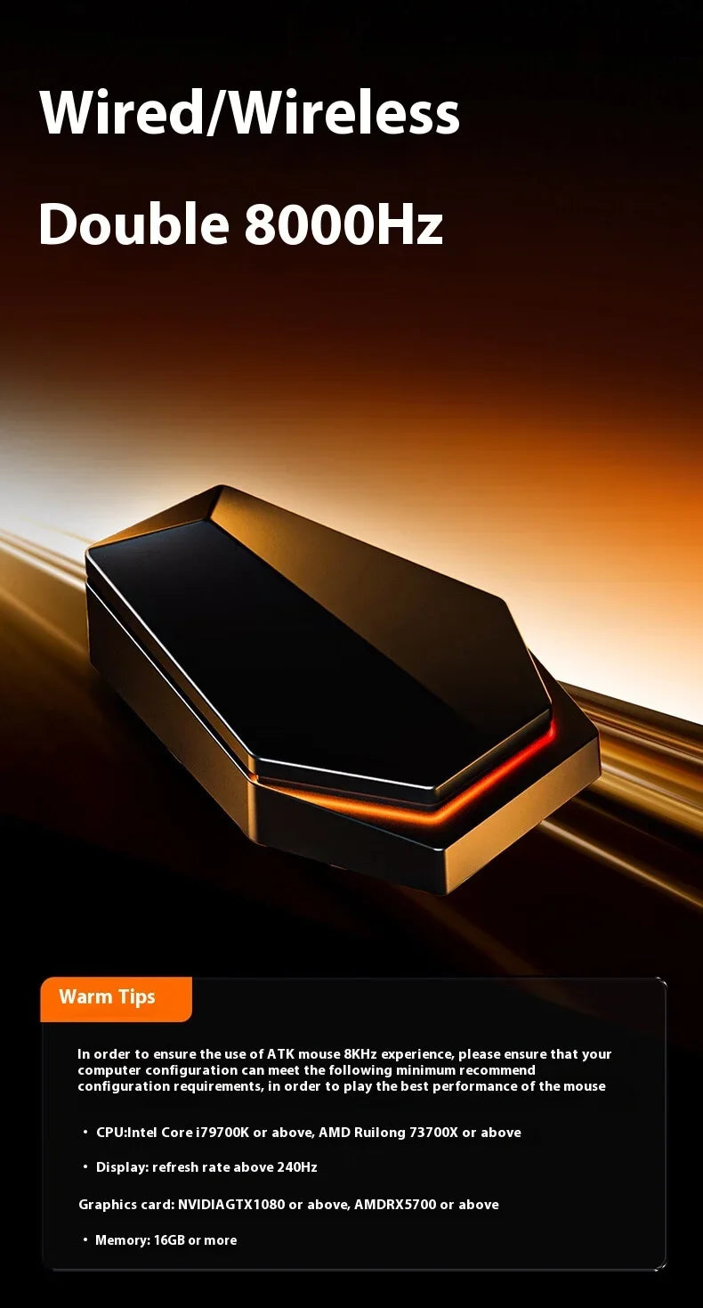 ATK Dragonfly A9 Ultra Mouse Paw3950 2 Modes Wireless Mouse 8000Hz Lightweight Gaming Mice PC Accessories For FPS Gamer Custom