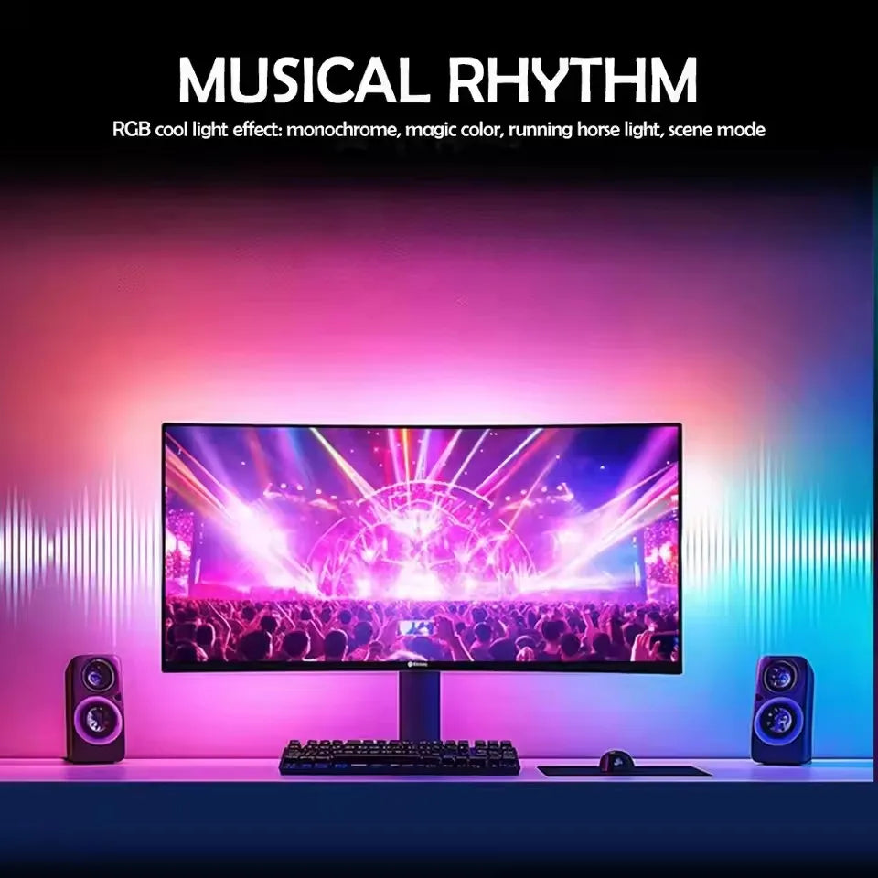 LED Gaming Strip Light Computer Monitor Backlight RGBIC LED Strip Light 24-34 Inch Screen USB Gaming Room Atmosphere Decor Lamp