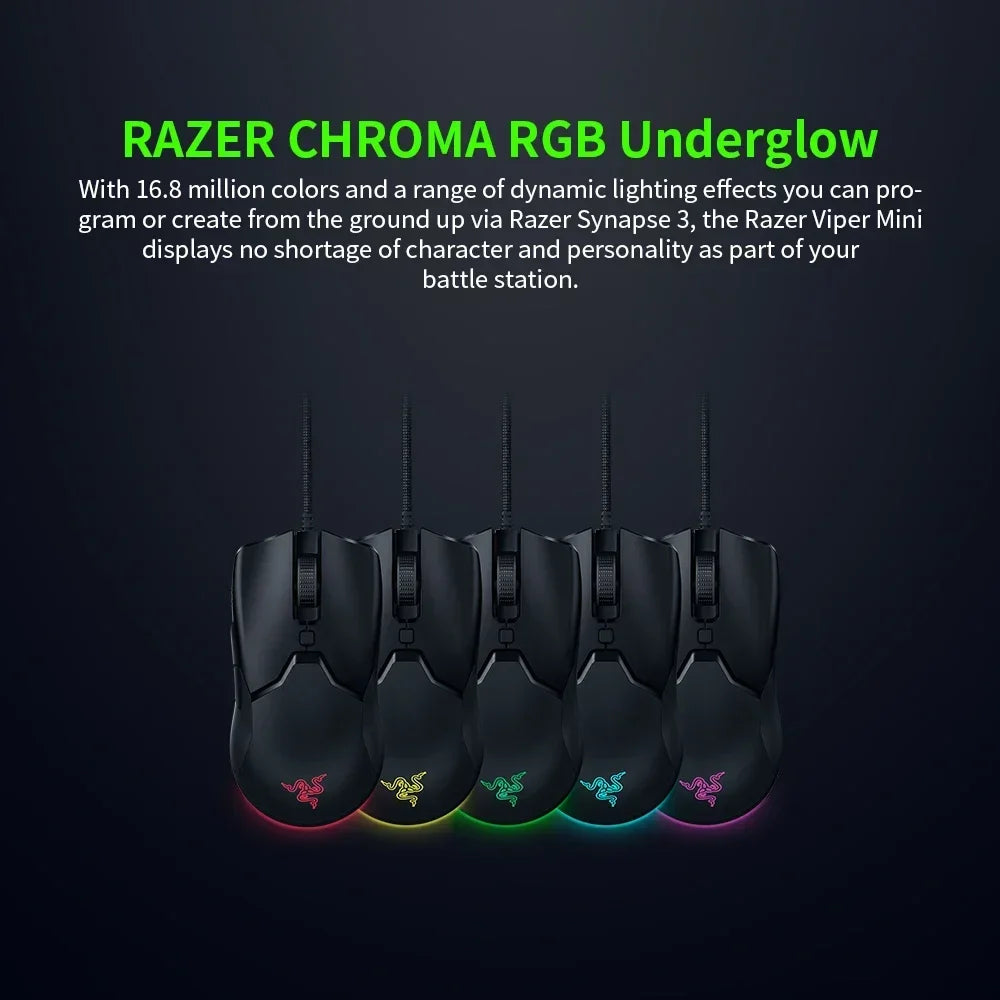 RAZER Venomous Mini Cable Gaming Competitive Mouse Special Edition 8500DPI Optical Sensor Light Cable Computer Periphera