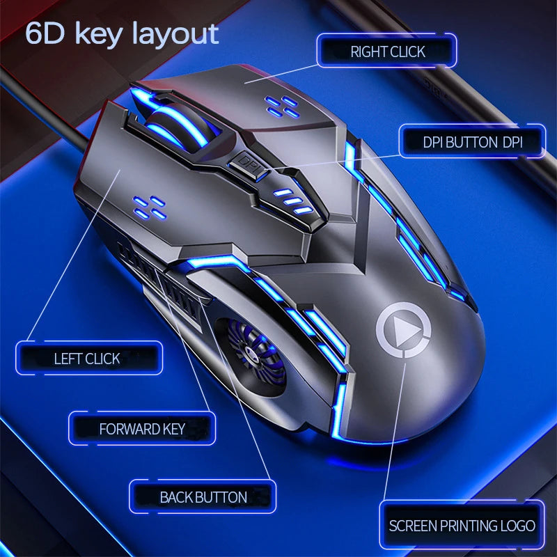 UTHAI G5 Six key 3200PDI wired illuminated gaming mouse, e-sports mechanical mute computer accessories