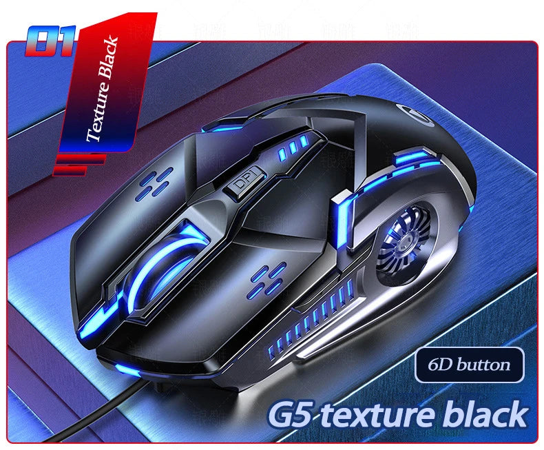 UTHAI G5 Six key 3200PDI wired illuminated gaming mouse, e-sports mechanical mute computer accessories