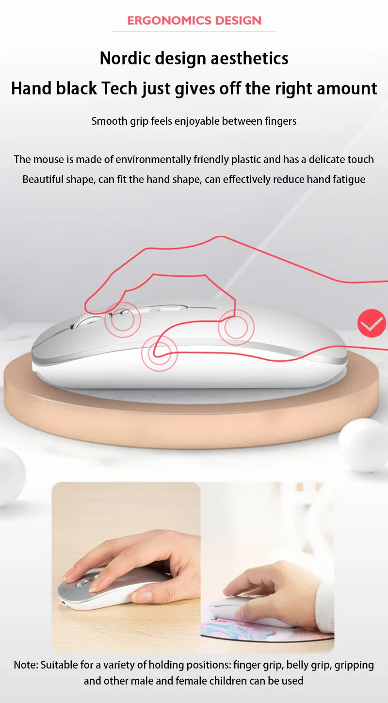Xiaomi Dual Mode Mouse Wireless Bluetooth 1600 DPI Adjustable Rechargeable USB Mute Desktop Key Fashional Office Learning Mouses