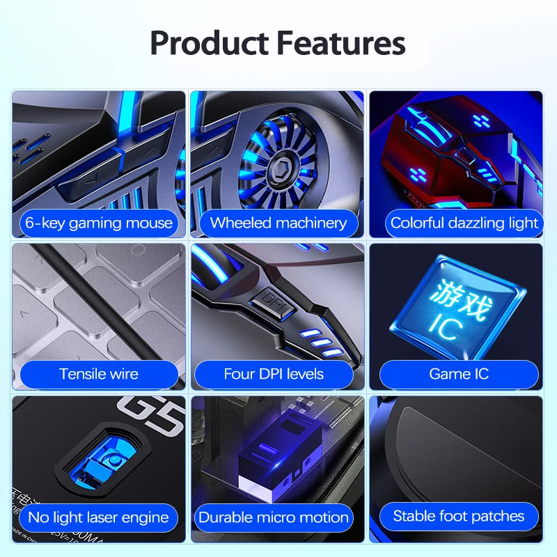 UTHAI G5 Six key 3200PDI wired illuminated gaming mouse, e-sports mechanical mute computer accessories