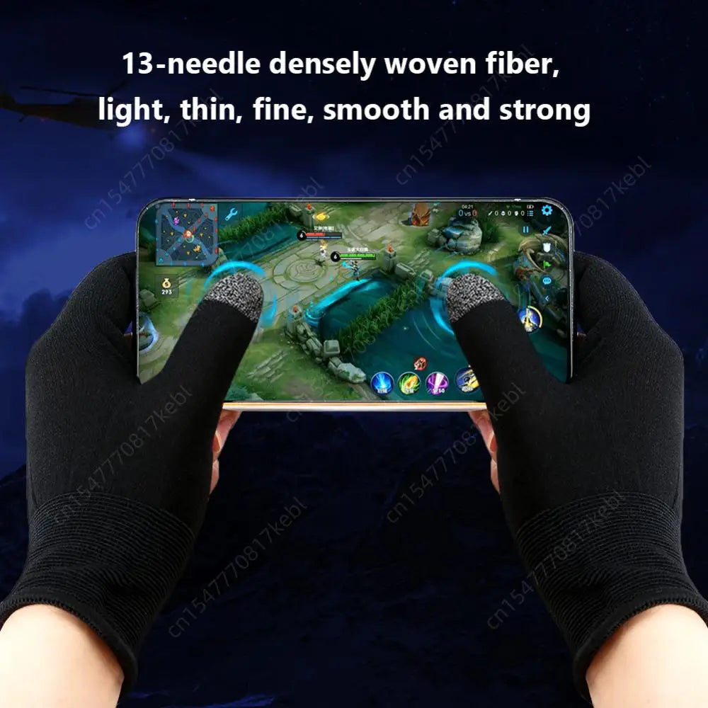 1 Pair Finger Sleeve Sweatproof Breathable Sensitive Gaming Touch Screen Fingertips Cover Thumb Gloves for PUBG Mobile Game
