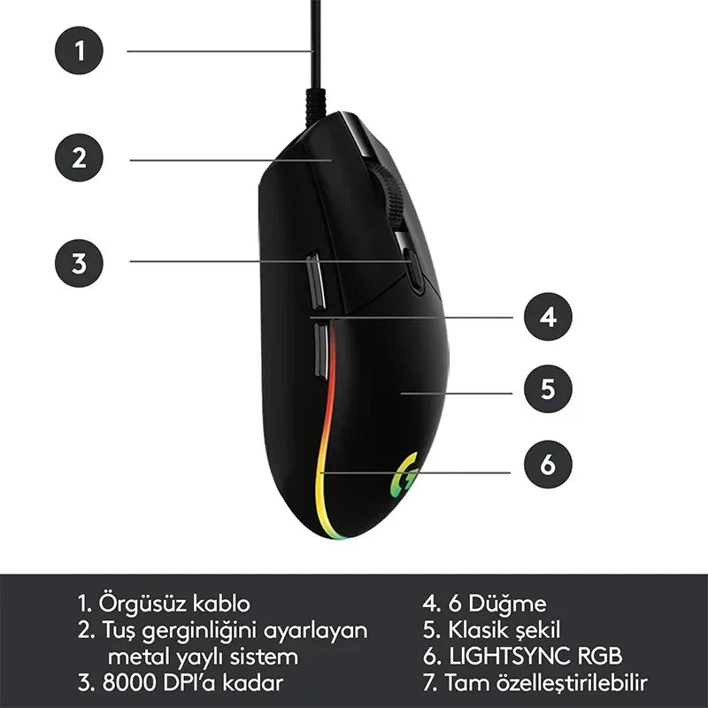 Original Logitech Gaming Mouse G102 USB Type A 8000 DPI PC / Mac / Laptop Laptop Accessories Mouse