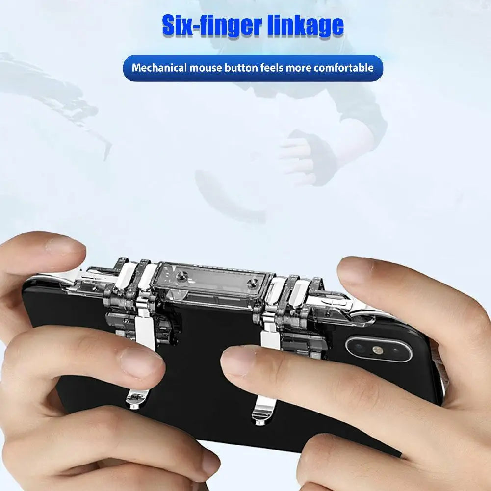 6 finger Pubg Mobile game Controller Phone Gamepad Trigger L1 R1 Aim /Shooter Button Joystick For IPhone Android