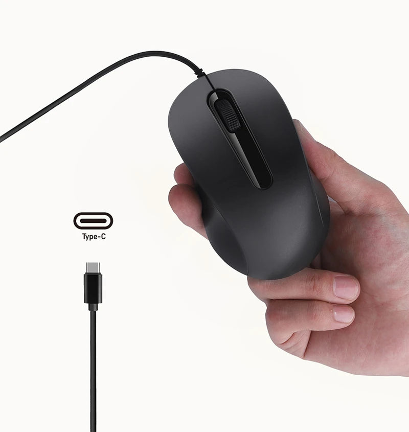 Xiaomi Type-c Wired Mouse Silent Portable Tablet Notebook Office Optical Mouse Ergonomic Design For PC Android IOS