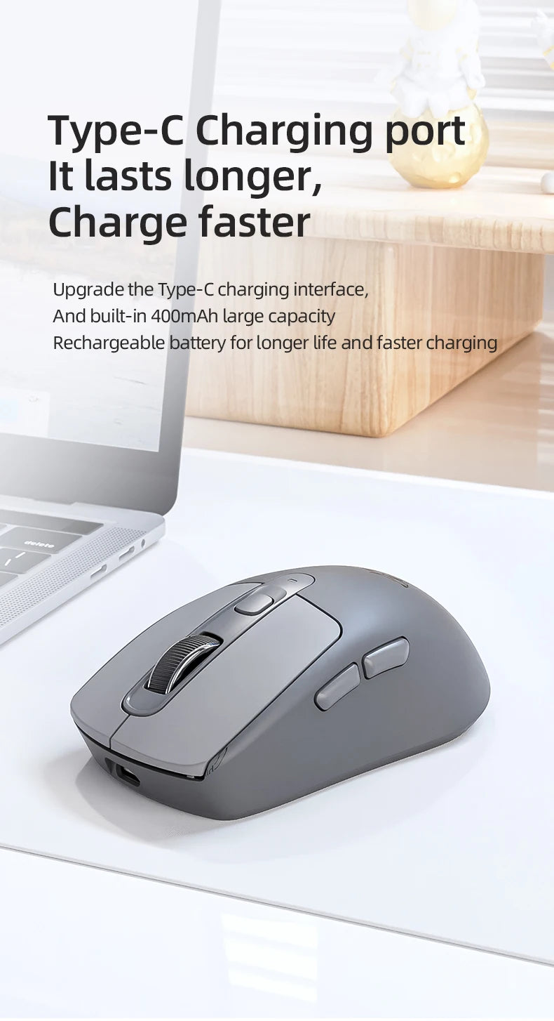 A3 Wireless Mouse Silent ABS Pink Skin Not Fade FREEWOLF Bluetooth Dual Mode Power Linght,5-Speed DPI,PAW3212 Chip Silent Design